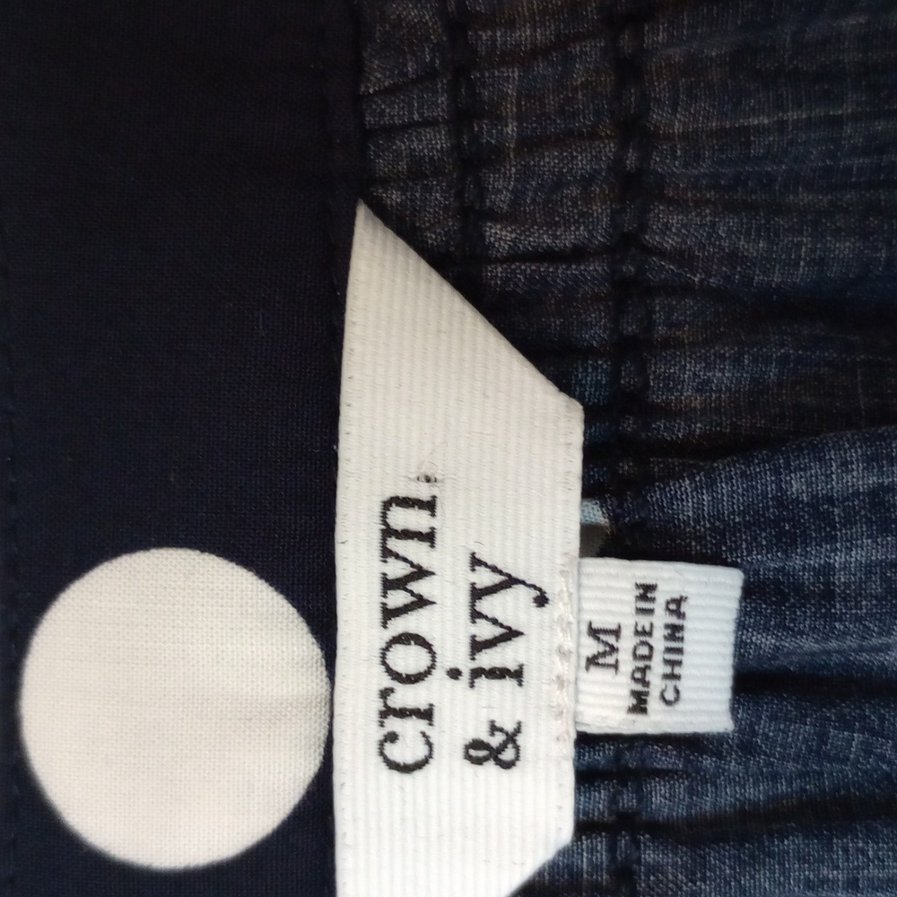 Croft & Ivy Navy/White polka dot blouse - Picture 3 of 4